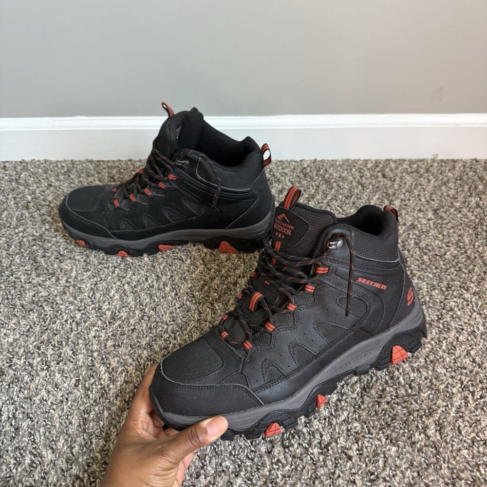 Skechers Outdoor Pine Trail Gotera Hiking Boots Men's 12 Black Leather/Textile